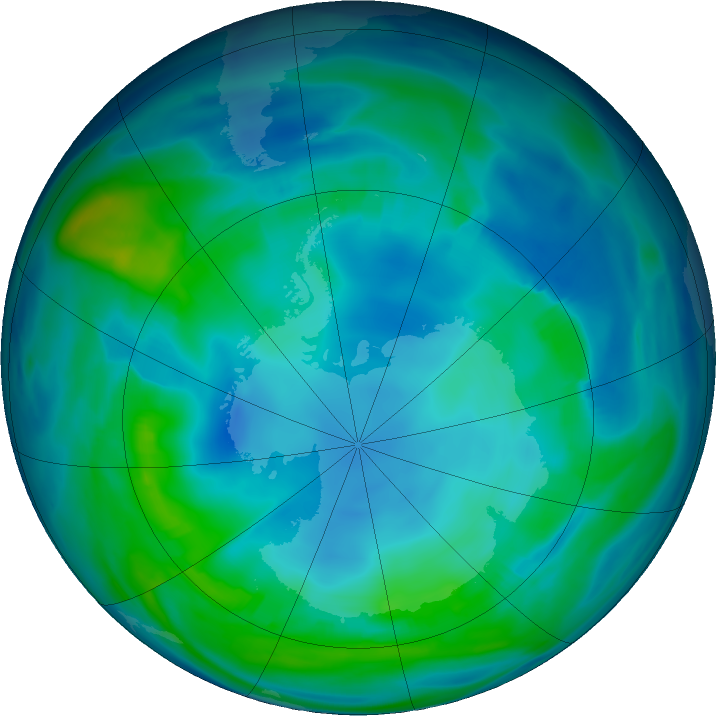 Antarctic ozone map for 14 May 2019